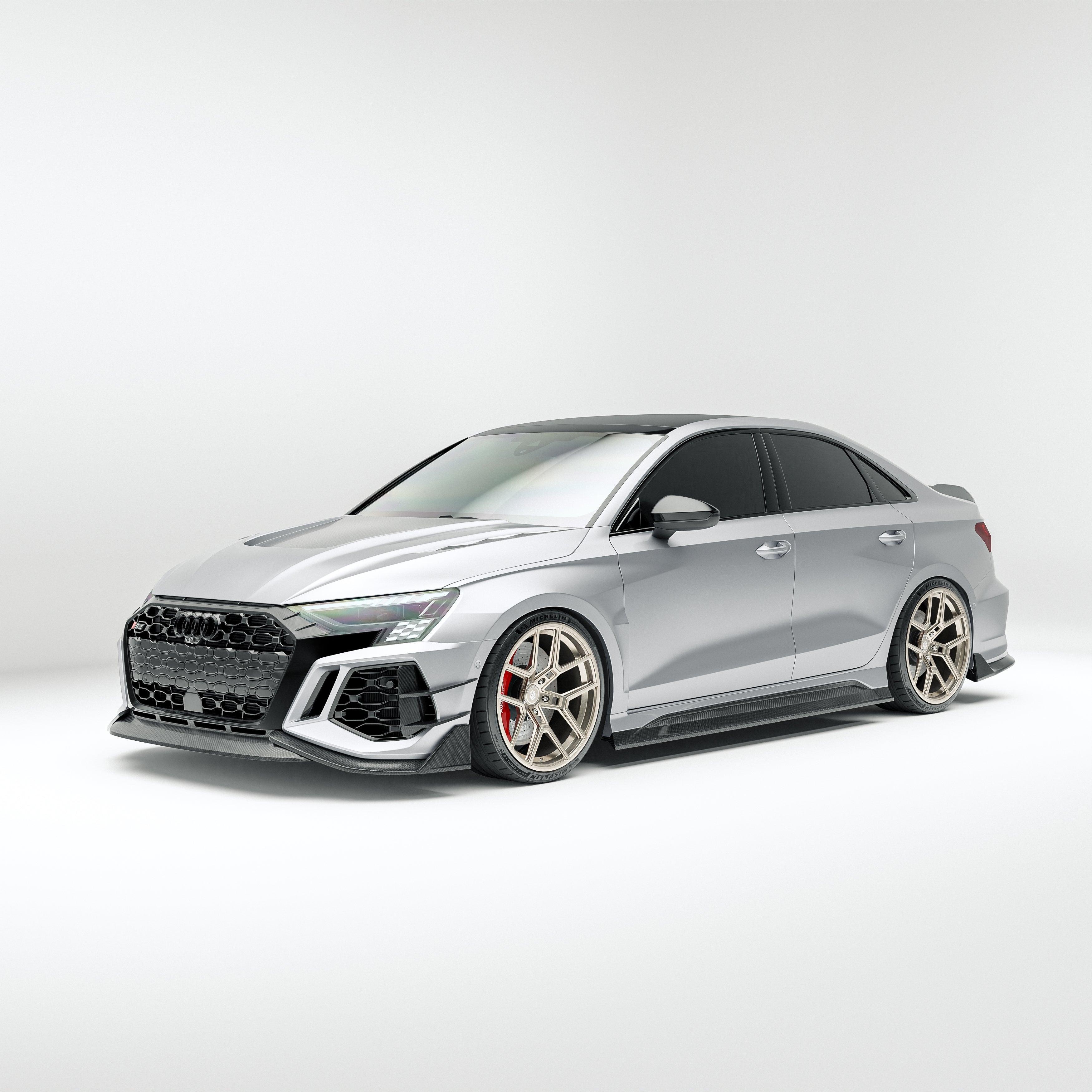 Carbon Fiber Front Bumper Canards for Audi RS3 8Y Sportback 2021-2023