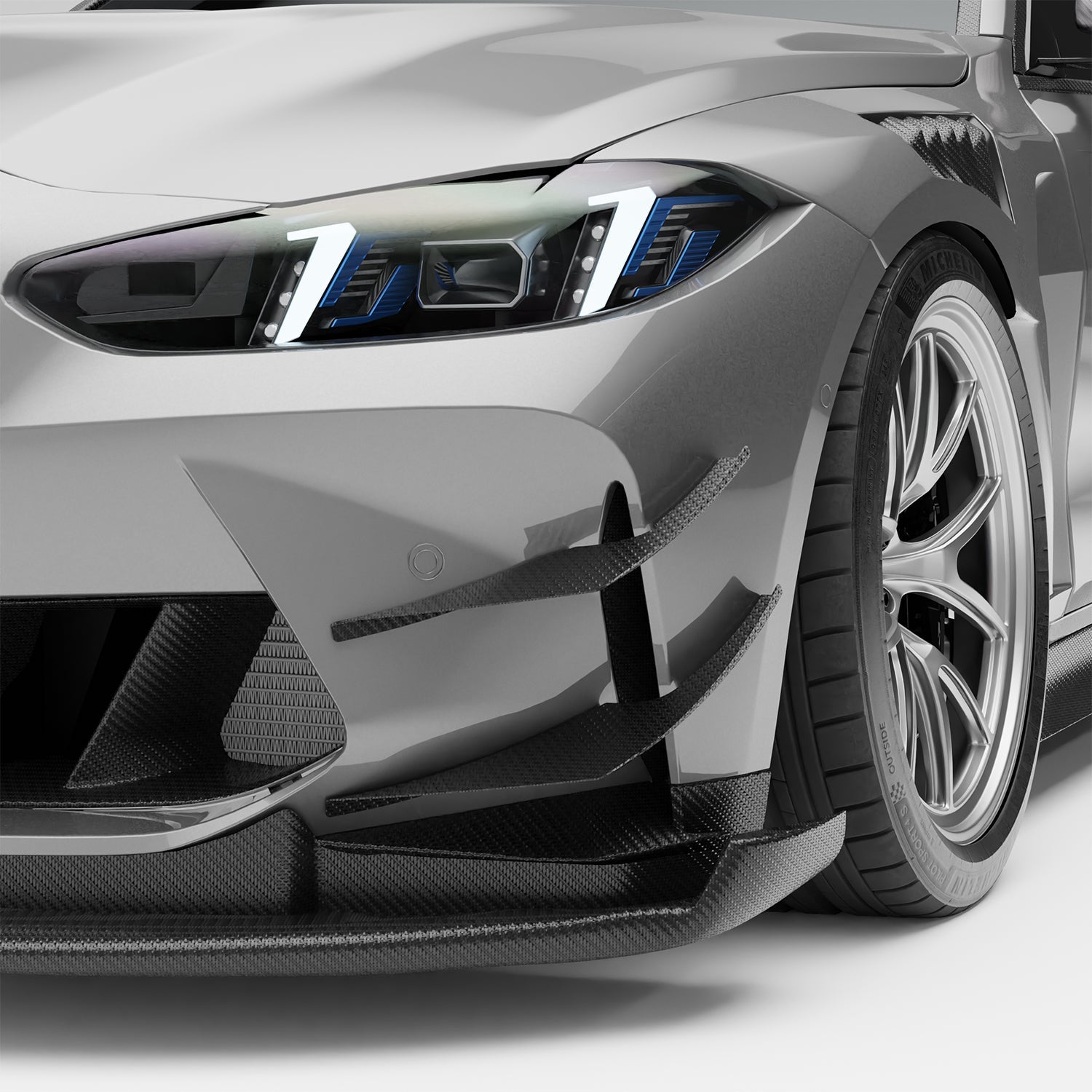 Carbon Fiber Front Bumper Canards for BMW G80 G81 M3 G82 G83 M4